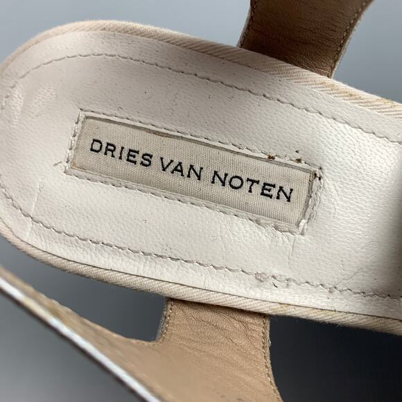 DRIES VAN NOTEN Size 5.5 Iridescent Grey Suede Platform Pumps - Picture 6 of 8